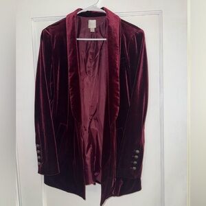LC Lauren Conrad Velvet Blazer in Deep Burgundy